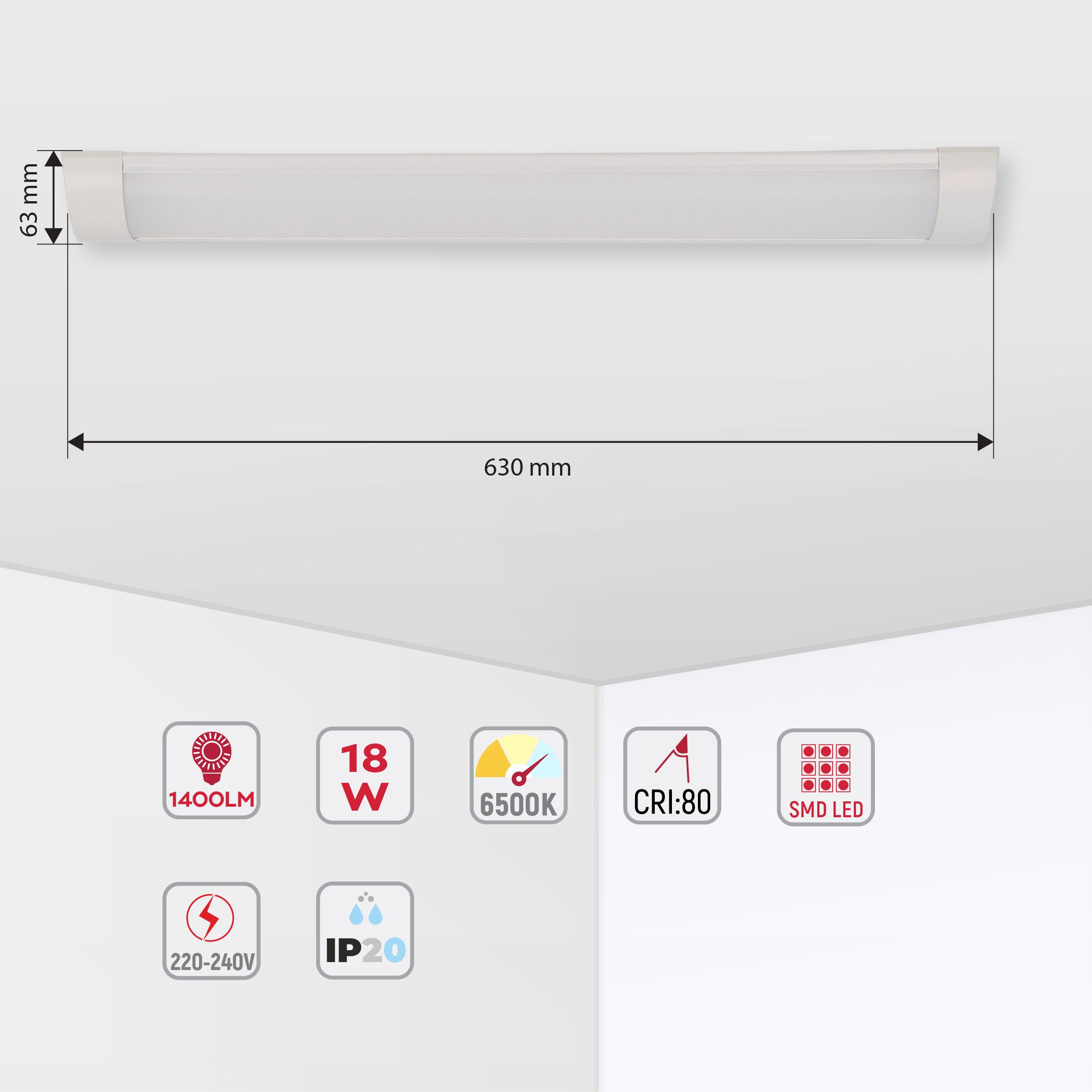 Линейный накладной светильник LED TAB-202 и TAB-402 6500K