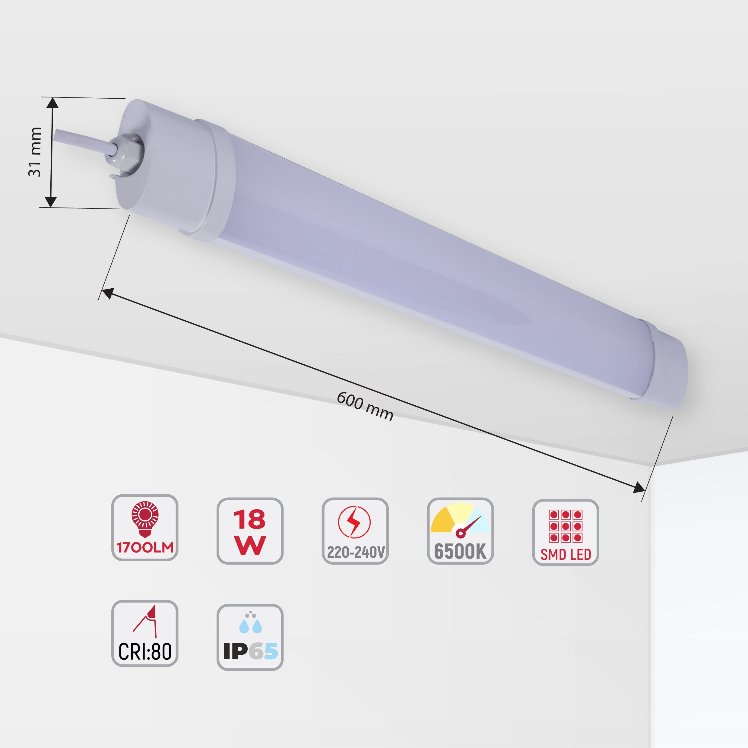 Сенсорный и уличный линейный накладной светильник LED 6500К IP65