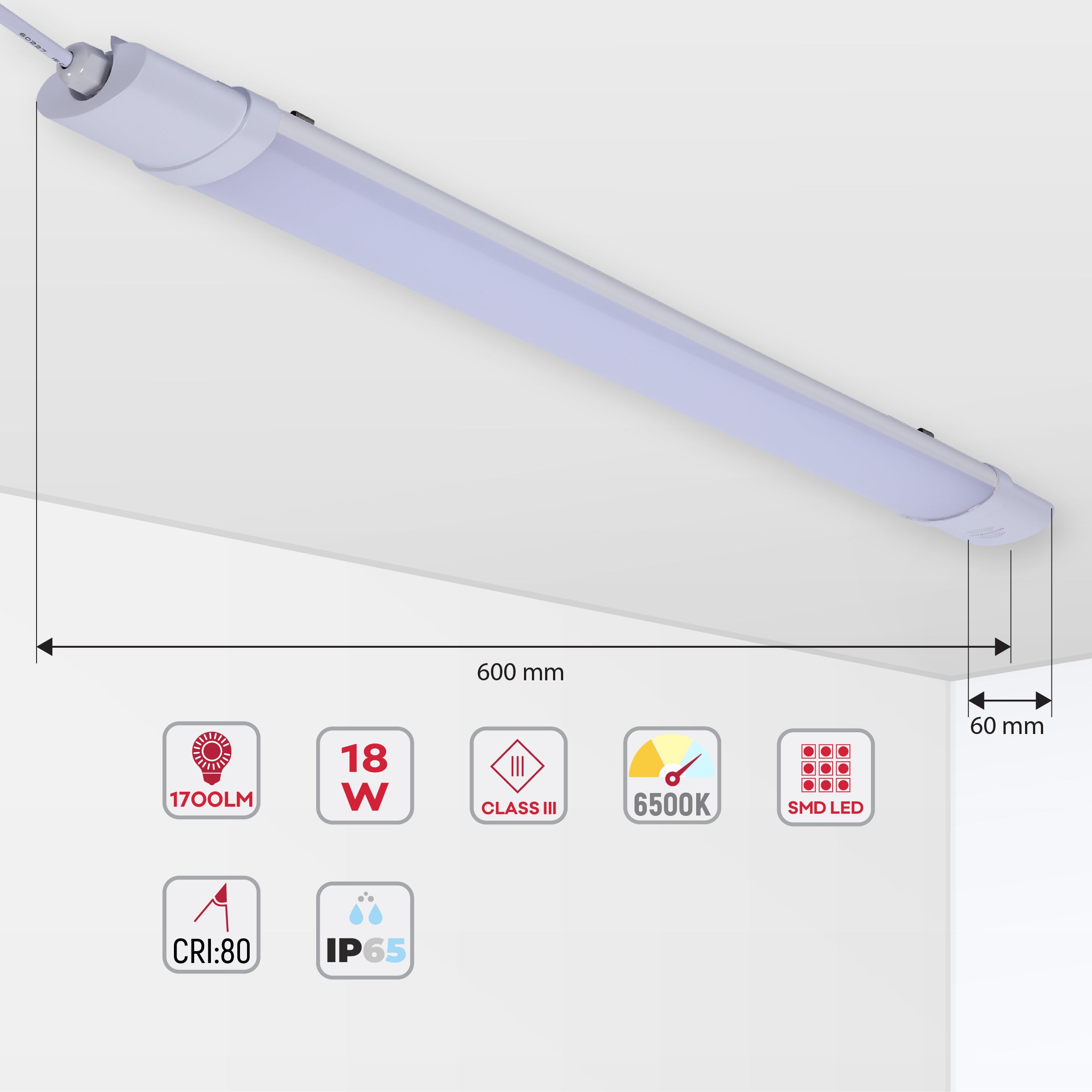 Сенсорный и уличный линейный накладной светильник LED 6500К IP65