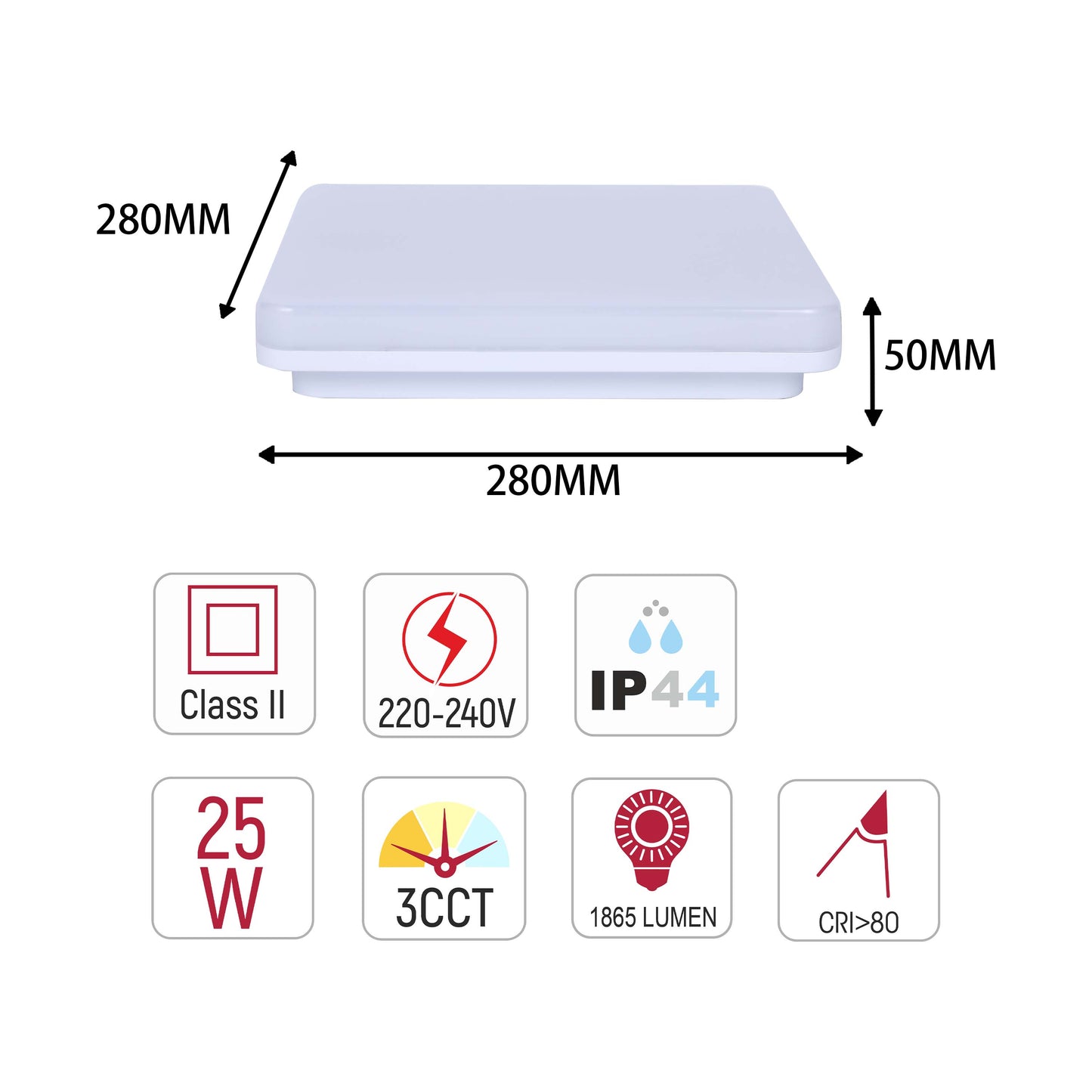 Квадратный светодиодный потолочный светильник NIKA IP44