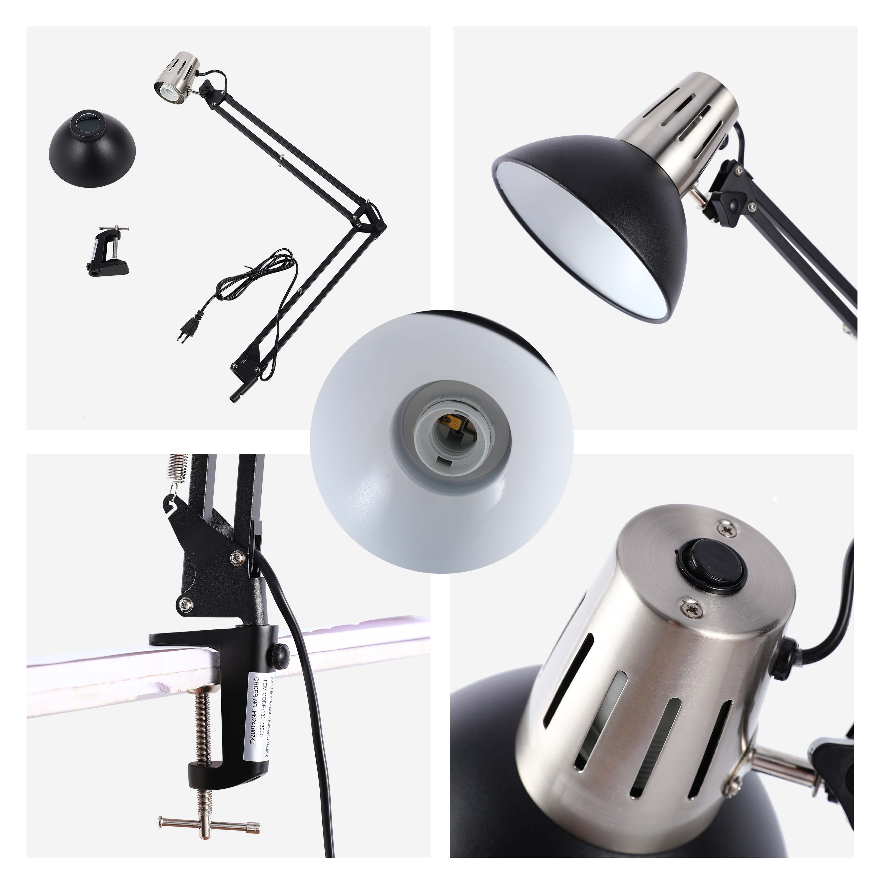 C-Clamp E27 жылжымалы қондырғысы бар Atlas Architect үстел шамы