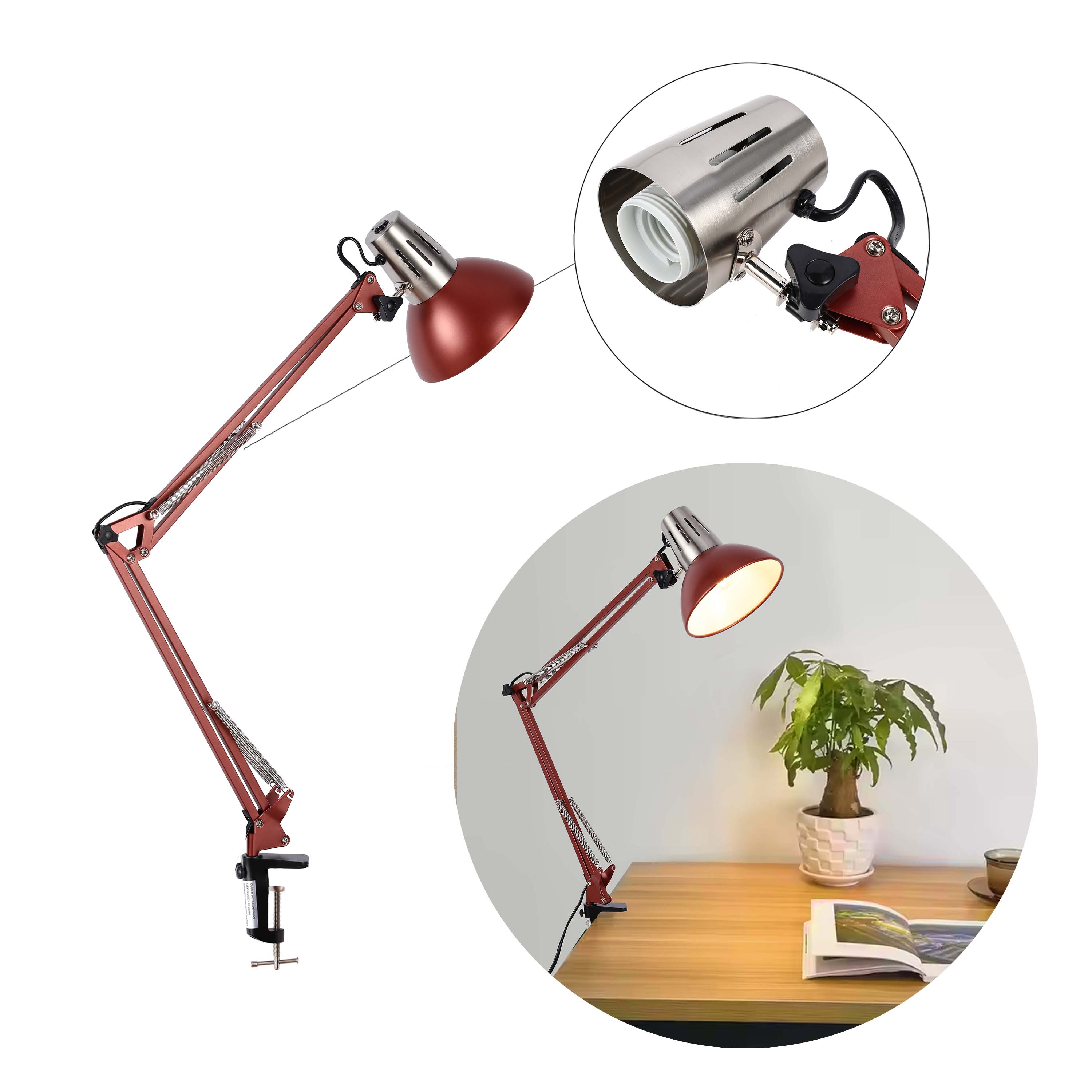 C-Clamp E27 жылжымалы қондырғысы бар Atlas Architect үстел шамы