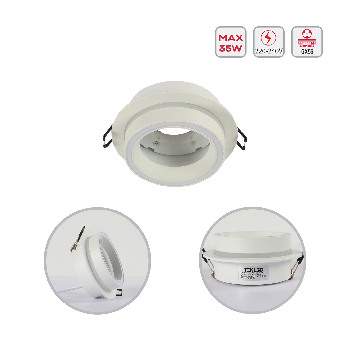 Low UGR Fixed Recessed FR505 GX53 Downlighter Square