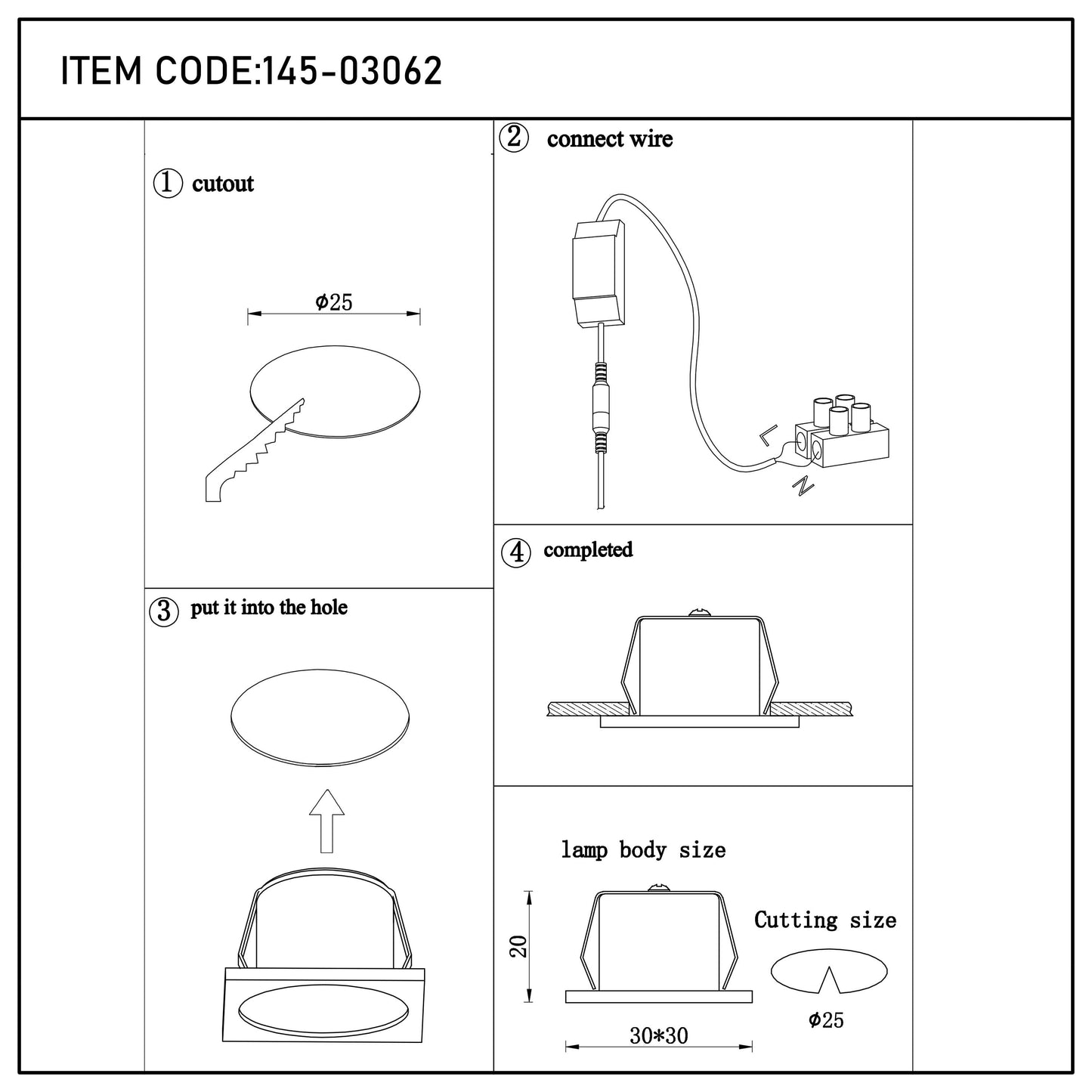 Встраиваемый светодиодный светильник M101BL COB, квадратный