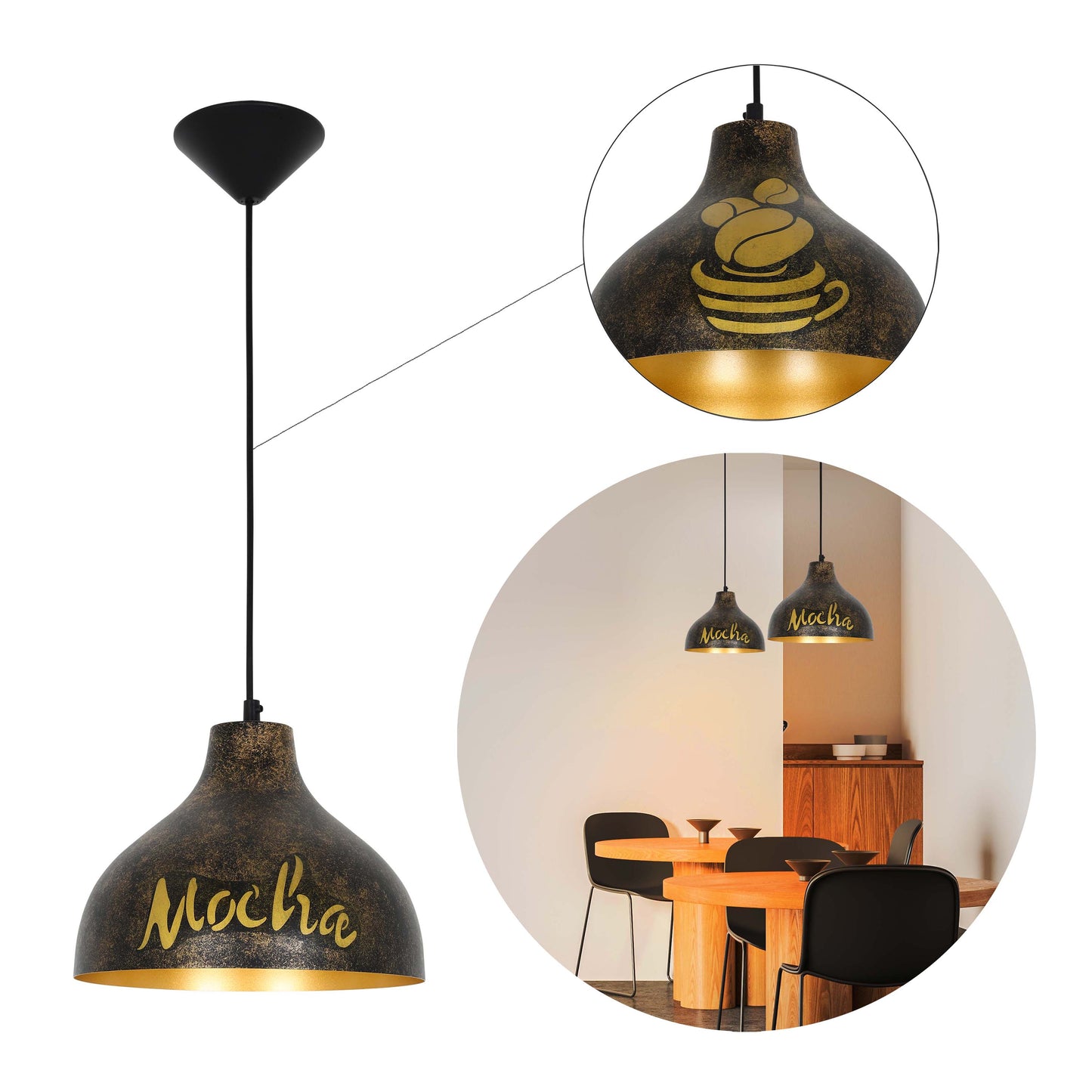 Подвесной Светильник 'Industrial Dome' (Черное Золото)