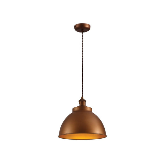 Main image of Brooklyn Vintage Metal Dome Pendant Light Pewter Copper Bronze E27 | TEKLED 150-18209