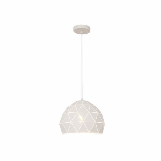 Triangle Laser Cut Metal Dome Pendant Ceiling Light E27 White 150-18274