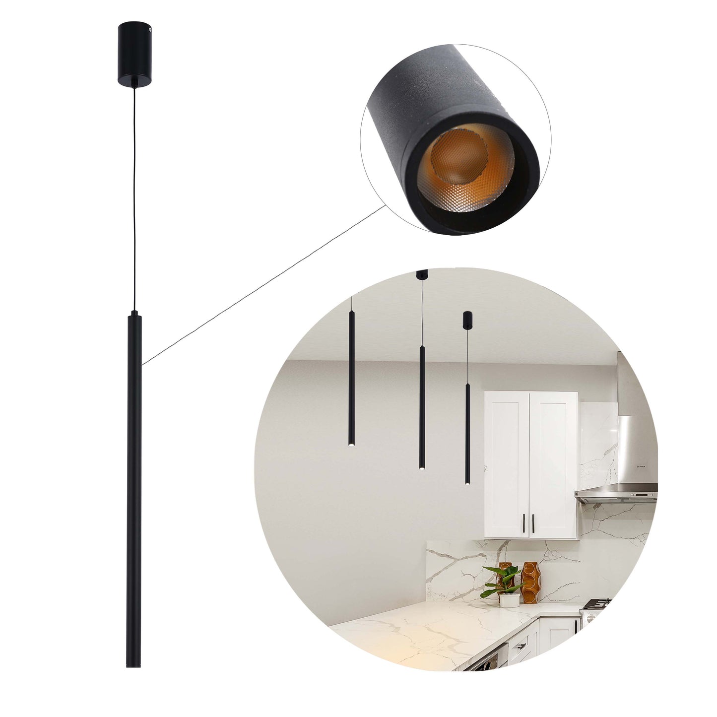 Cylindrical Suspension Light Single Head Integrated LED Modern Cylinder Pendant Ceiling