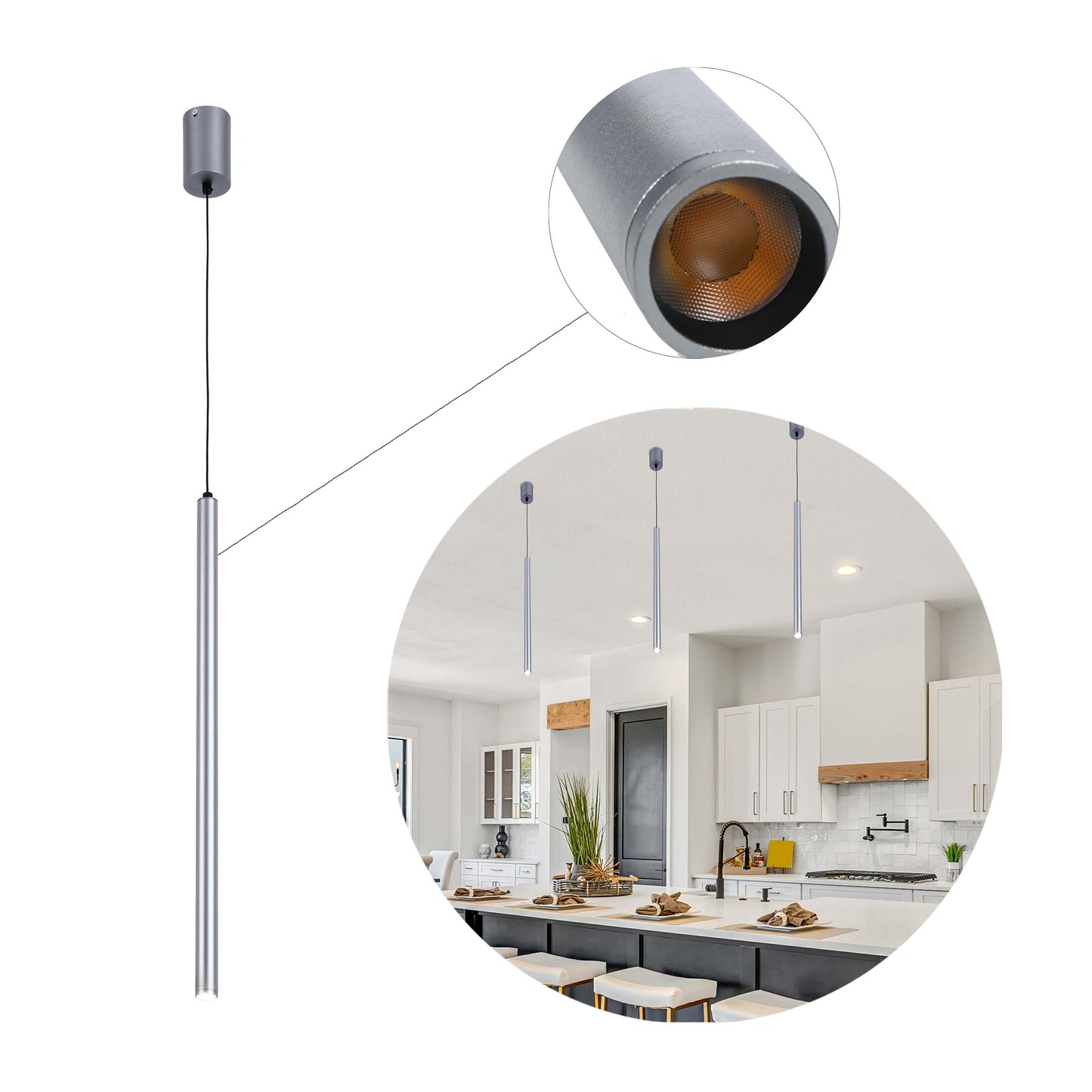 Cylindrical Suspension Light Single Head Integrated LED Modern Cylinder Pendant Ceiling