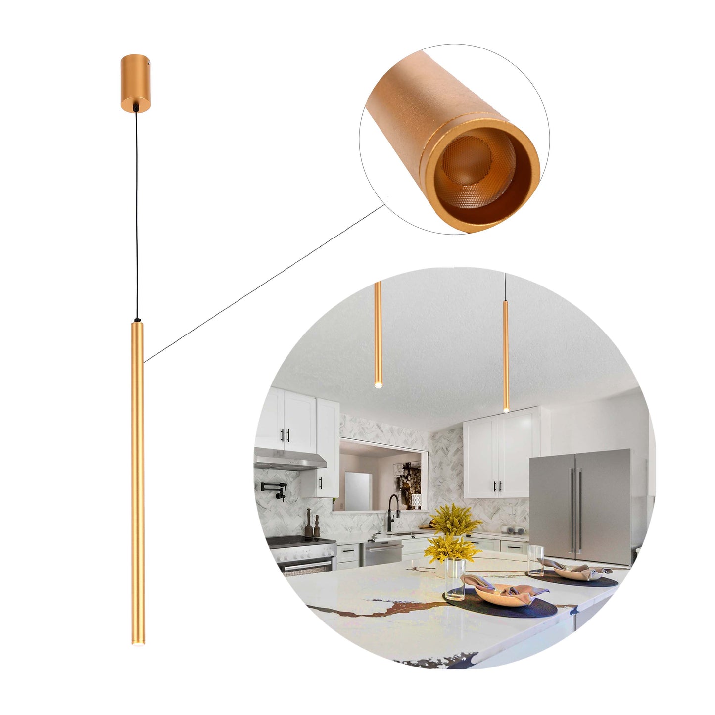 Cylindrical Suspension Light Single Head Integrated LED Modern Cylinder Pendant Ceiling