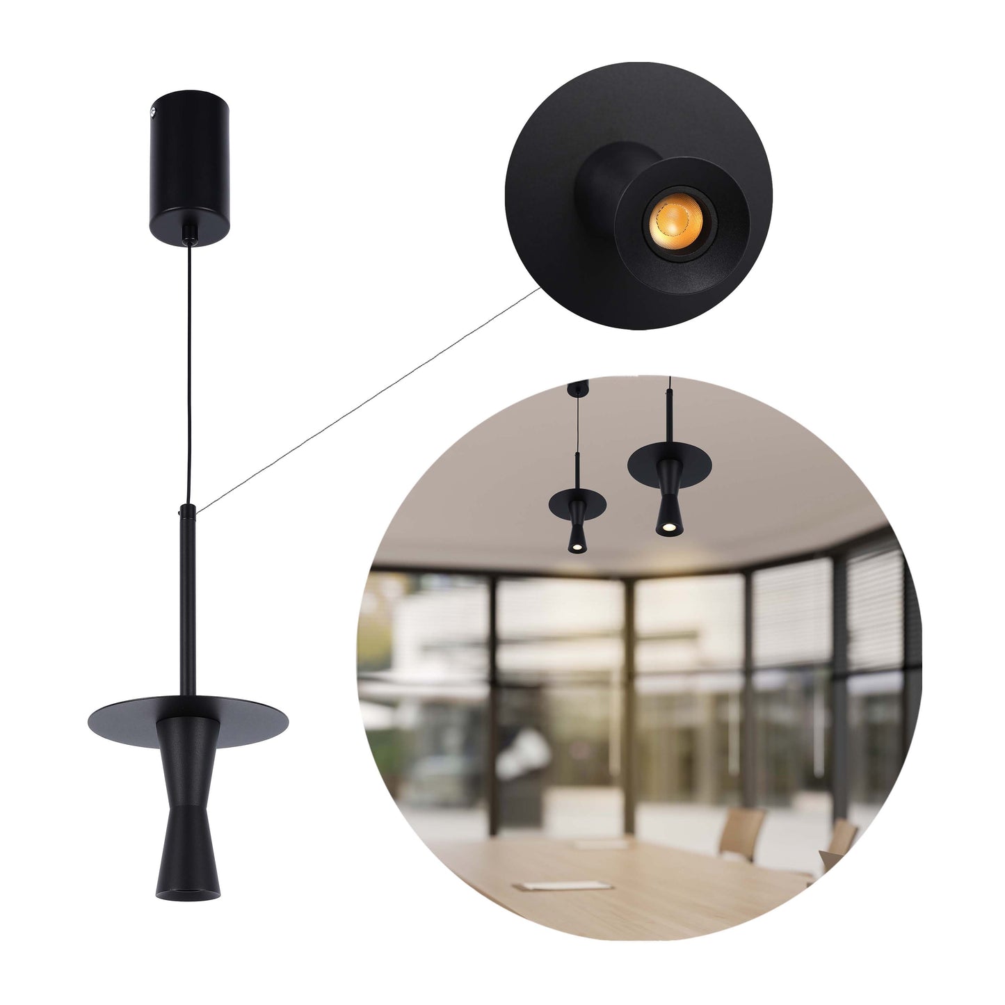 Geometric Hat Plate Suspension Light Single Head Hanging Lamp Integrated LED Modern Cylinder Pendant Ceiling Light Suspended Downlight