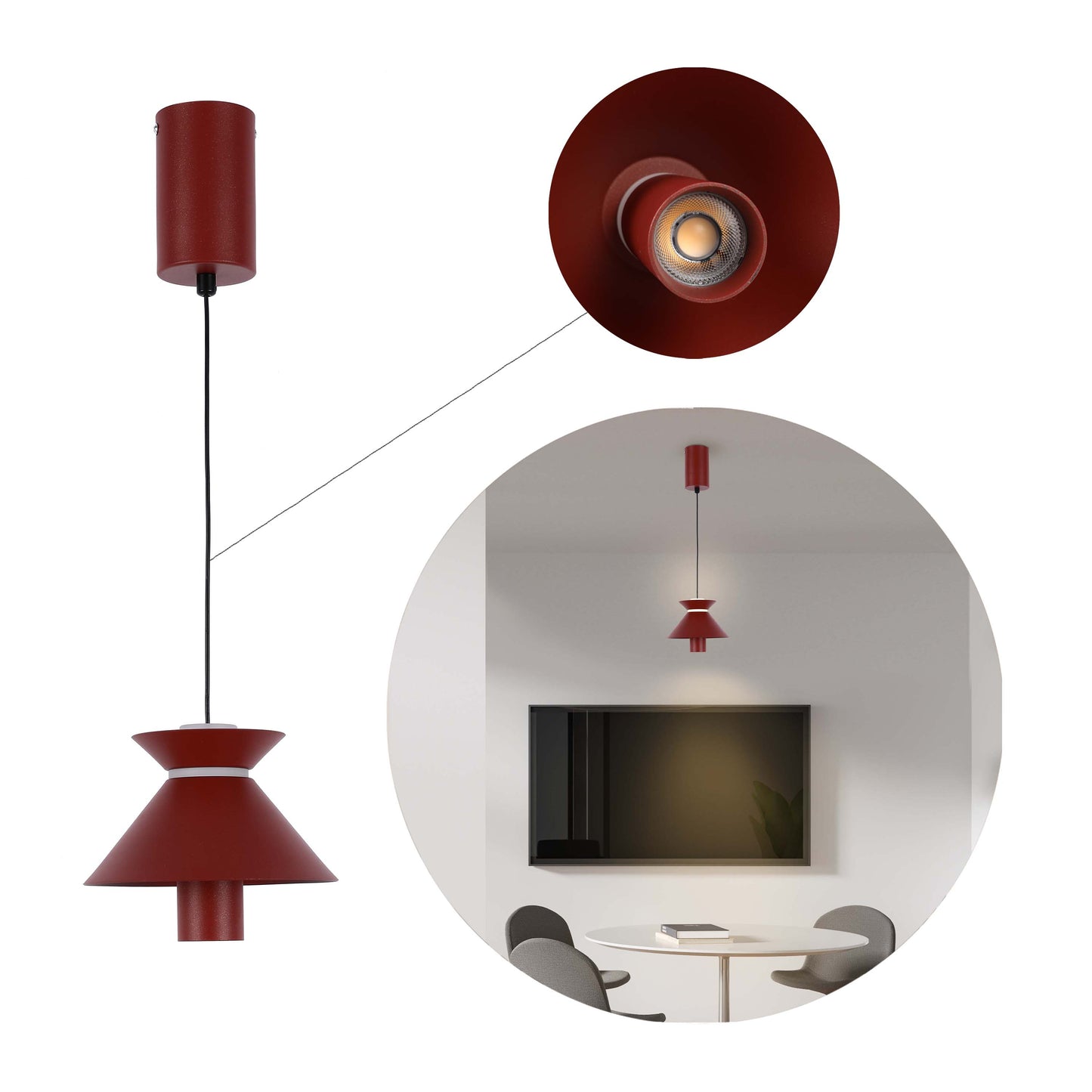 Geometric Hat Plate Suspension Light Single Head Hanging Lamp Integrated LED Modern Cylinder Pendant Ceiling Light Suspended Downlight
