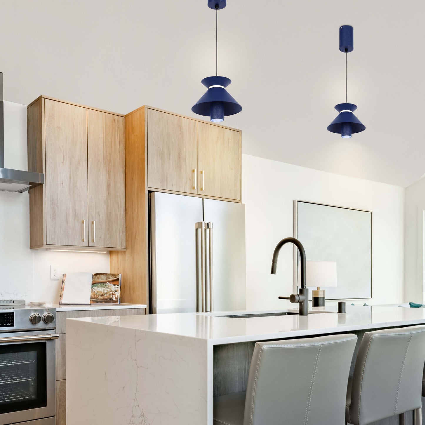 Geometric Hat Plate Suspension Light Single Head Hanging Lamp Integrated LED Modern Cylinder Pendant Ceiling Light Suspended Downlight