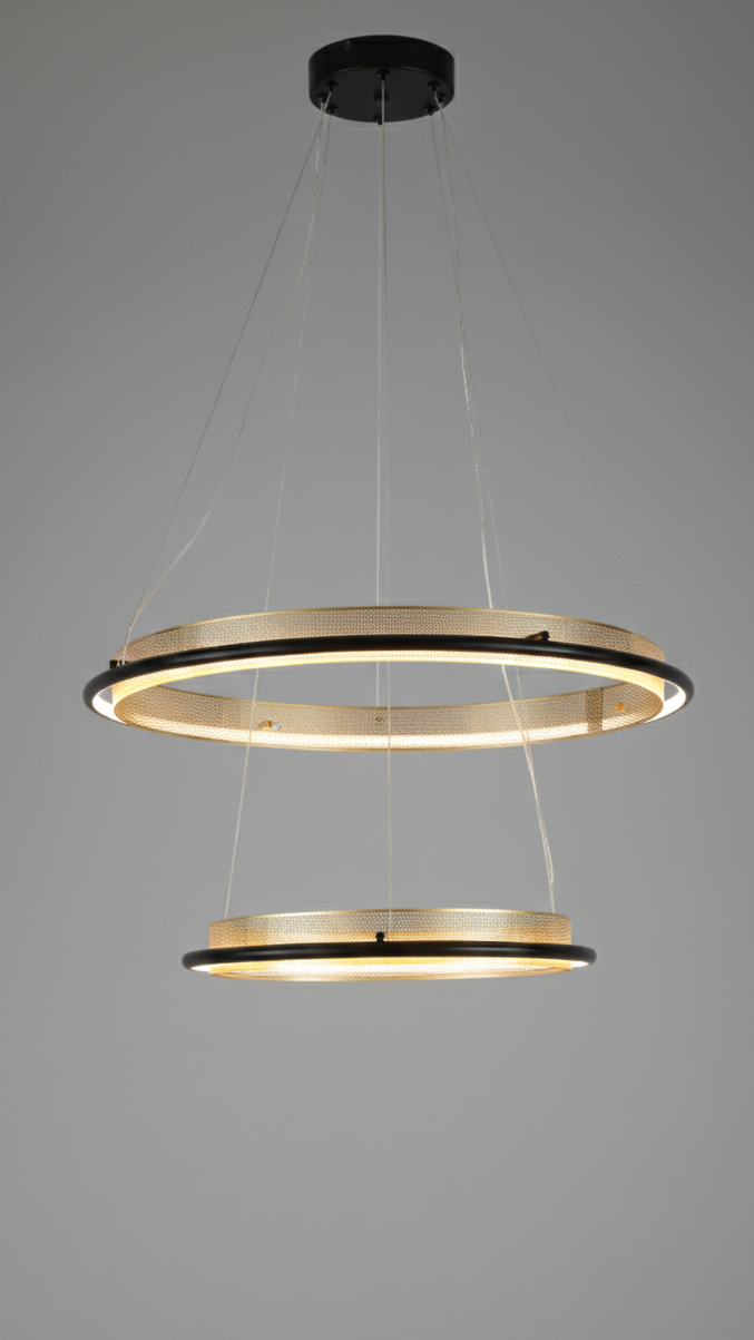 Подвесной светильник - LED Pendant Lamp Black+Gold H081 D600+D400 37W 3000K