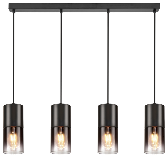 Светильник Pendant Lamp AB1242-4IL-BK E27x4 Black Metal And Smoky Glass