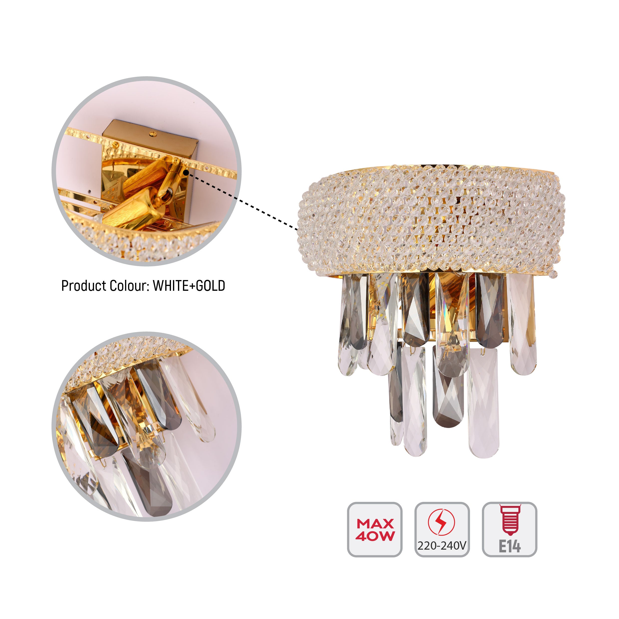 Настенное бра SY6008 2xE14, цвет светлое золото (S-Gold)