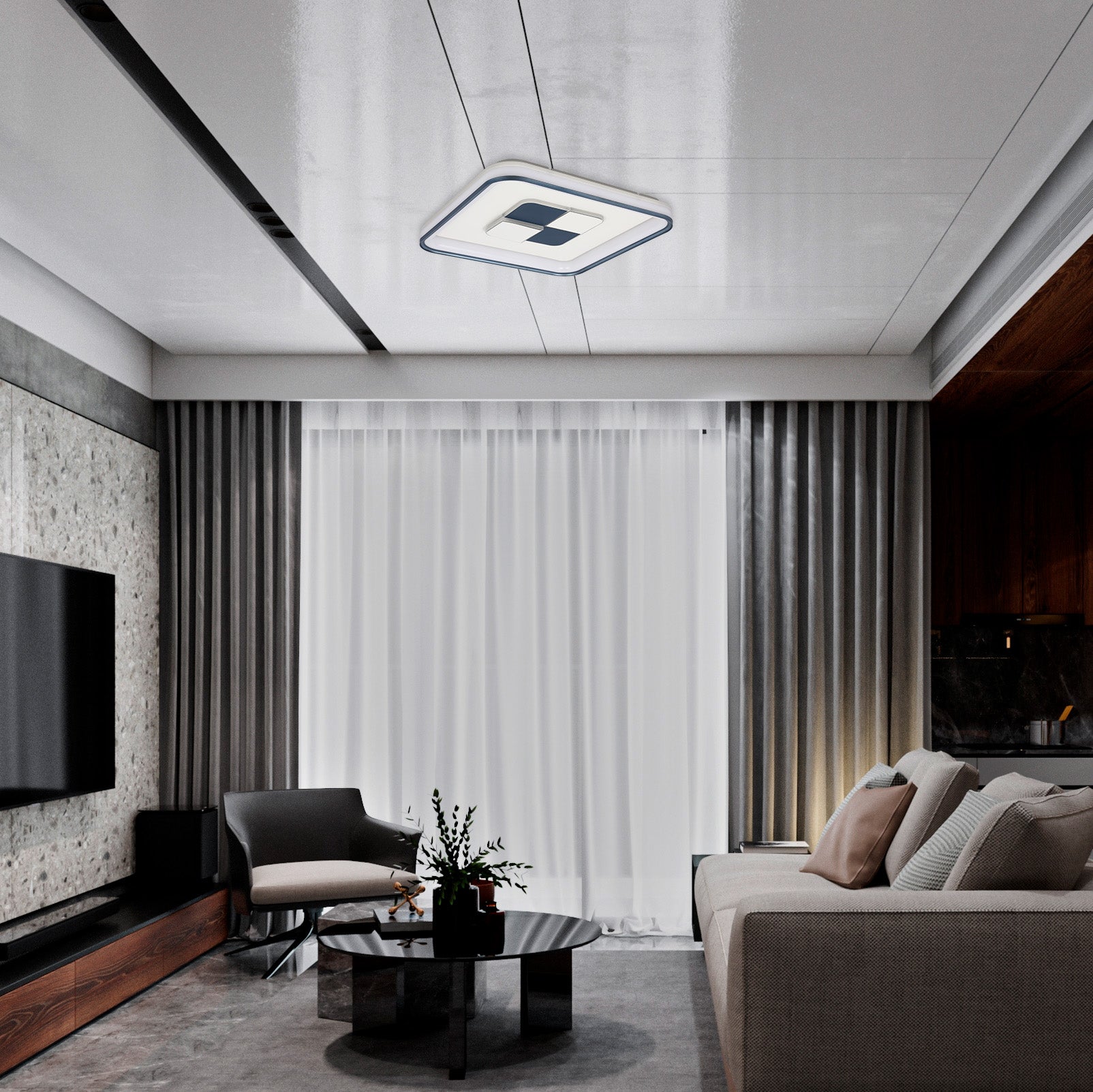 Светодиодный светильник LED 80W SQUARE/ROUND, белый, 3 цвета, диммируемый