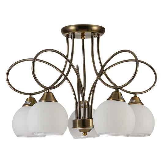 Классическая люстра с текстильными абажурами и изогнутыми рожками, 3 или 5 ламп E27