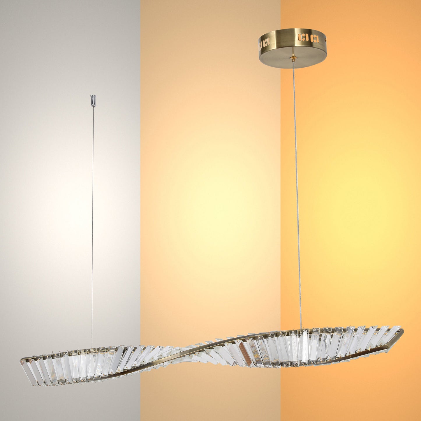 Современная волнообразная люстра с хрустальными акцентами