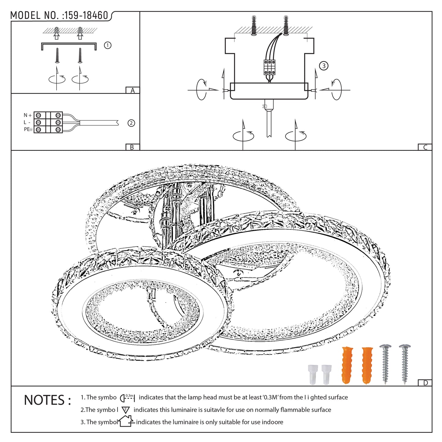 Потолочная LED люстра BS07xx (BS0717 / BS0719 / BS0721 / BS0728) – Хром, 3CCT