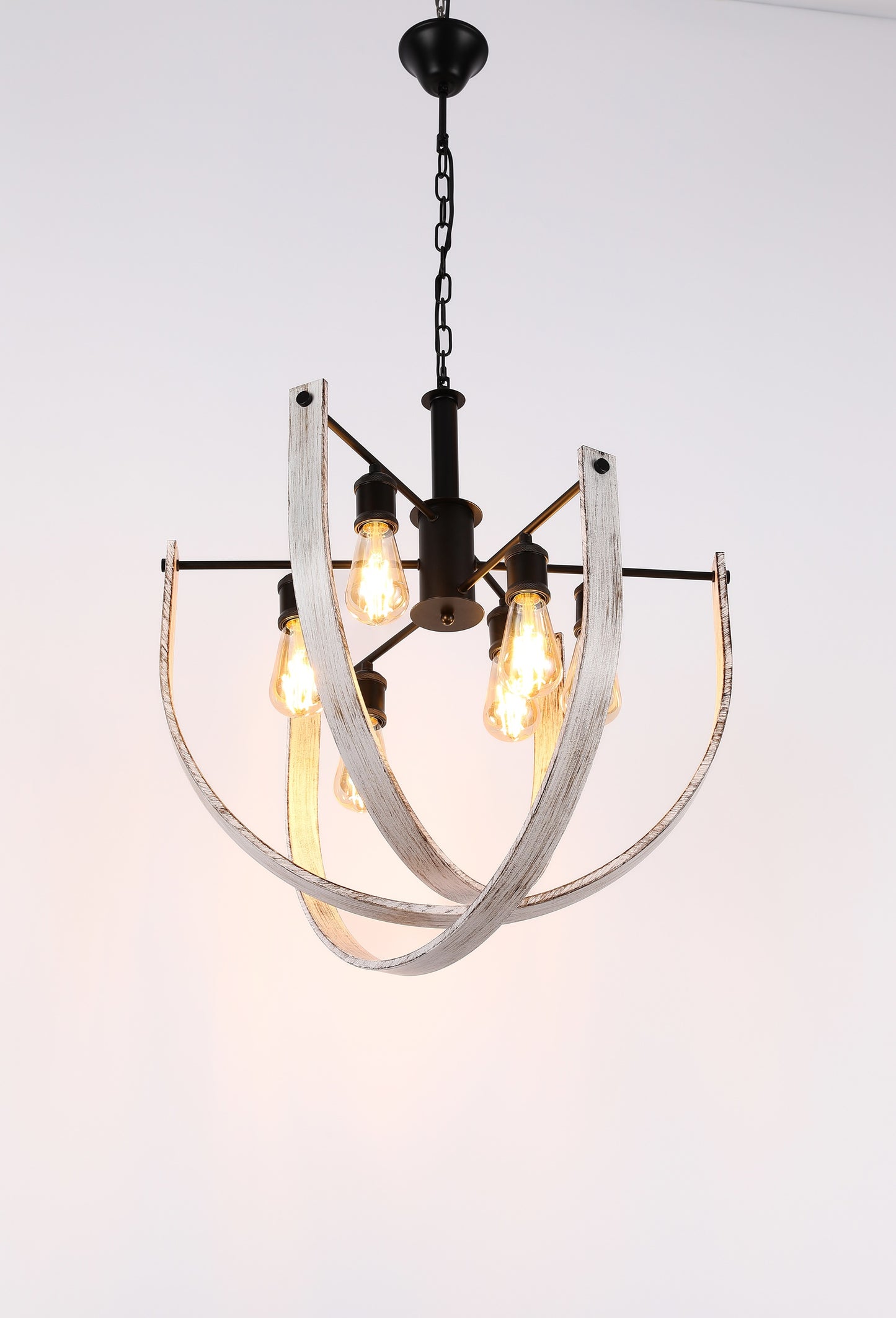 Подвесной светильник - Pendant Light SY3980-6 6xE27 BK+WOOD D620xH1230MM
