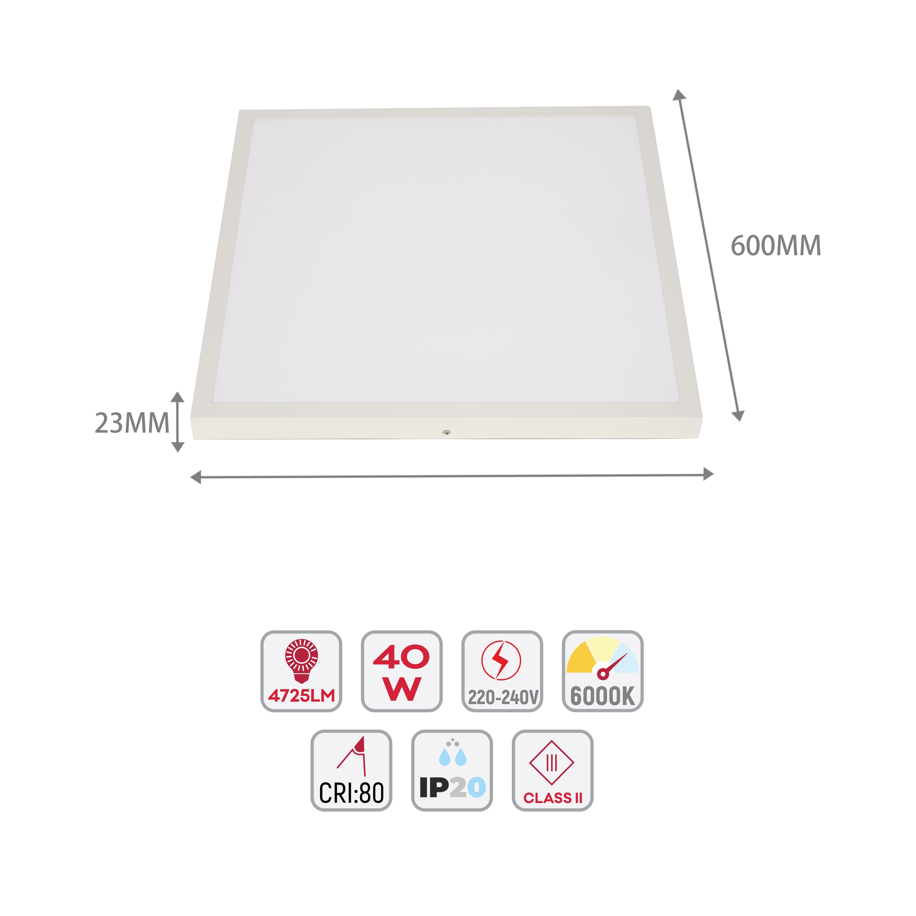 Современная потолочная LED-панель — 600×600, 40W, 6000K