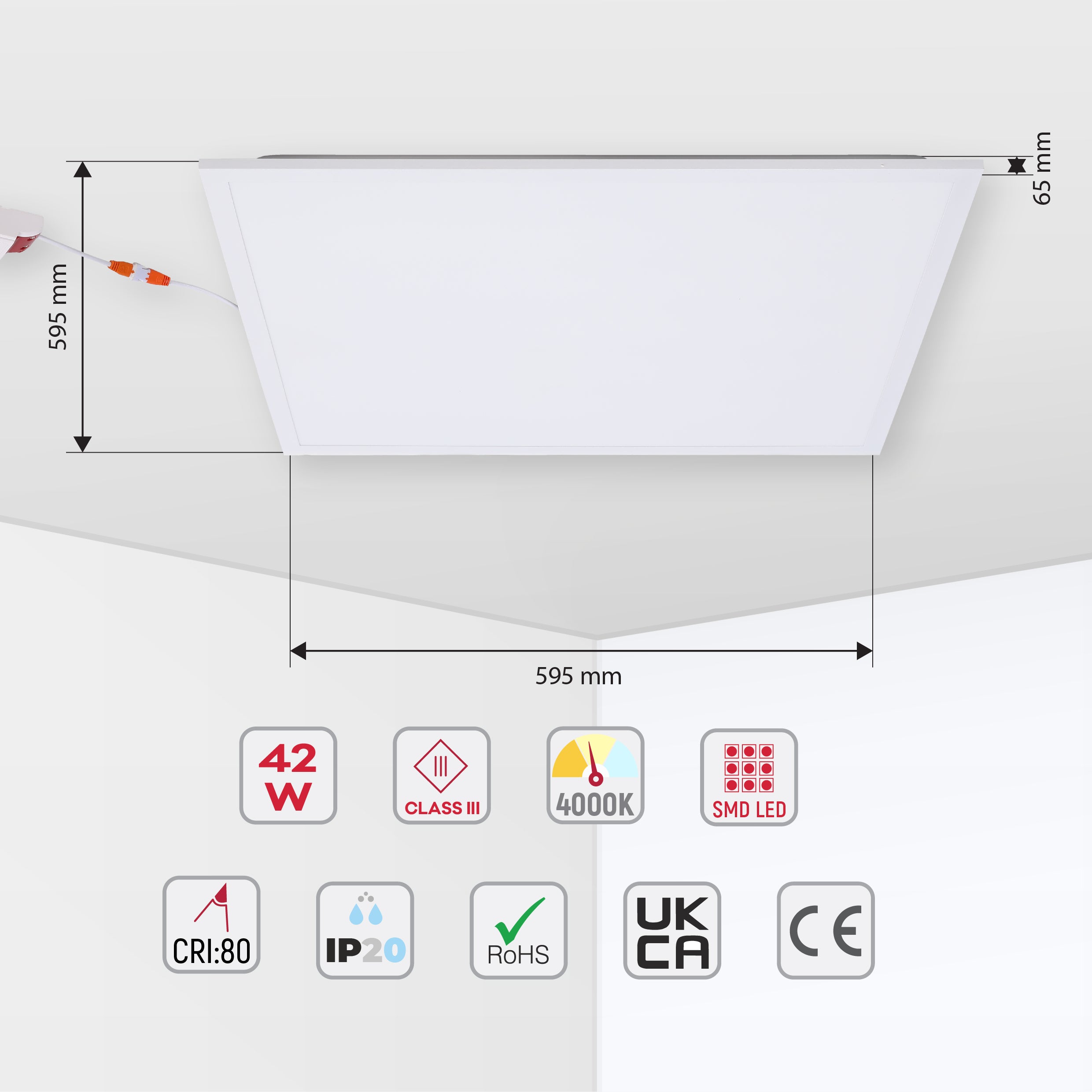 Современный светильник Backlit LED-панель — квадрат / прямоугольник, 42W