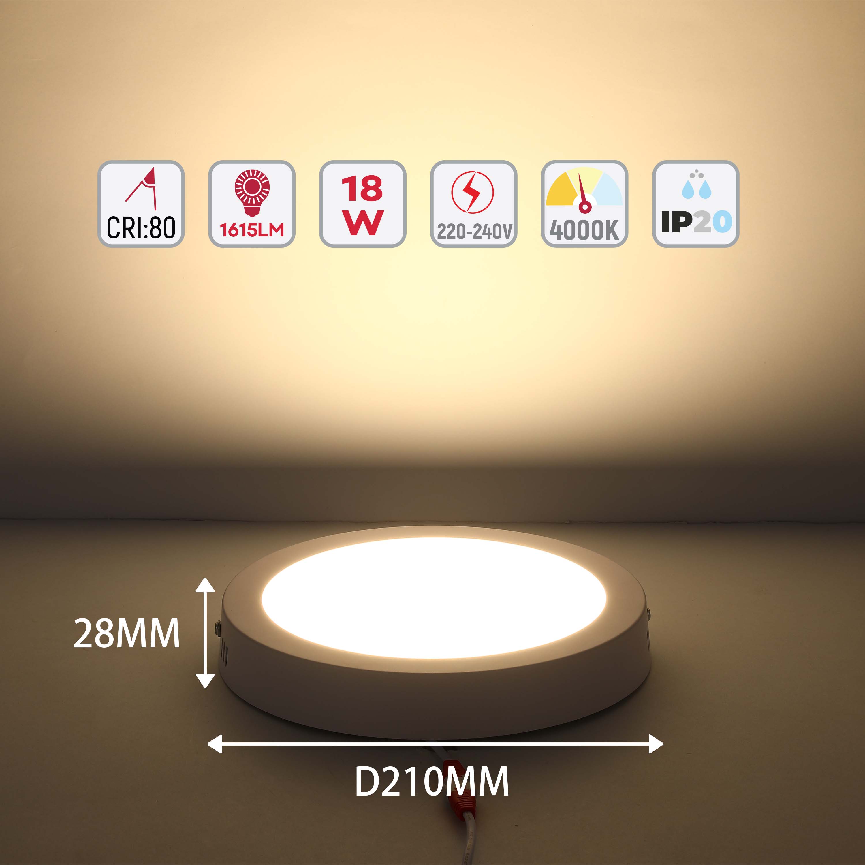Современный светильник LED-панель круглая — 6W / 12W / 18W, S/U, 4000K / 6000K