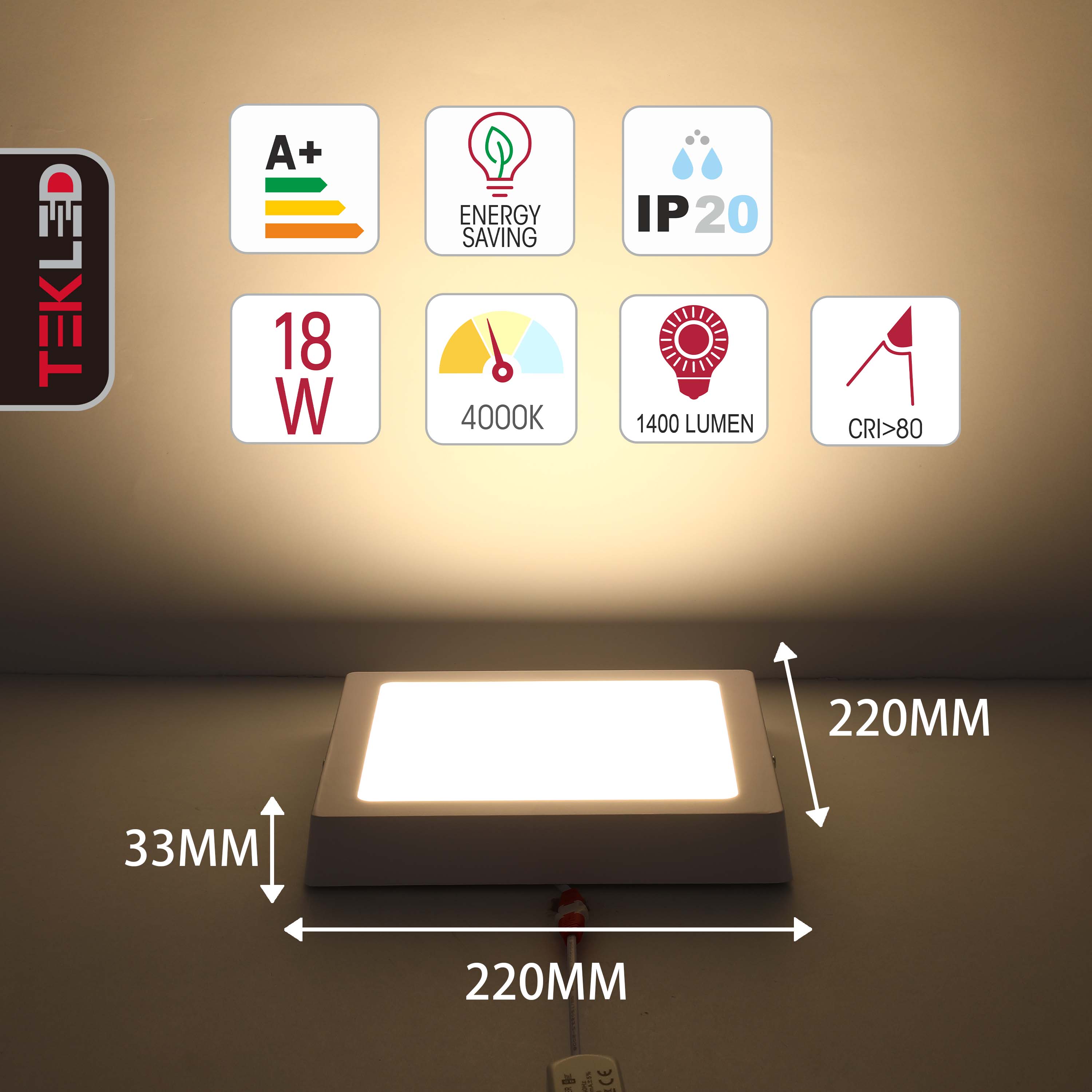 Современный светильник LED-панель квадратная — 6W / 18W / 24W, S/U, 4000K / 6000K