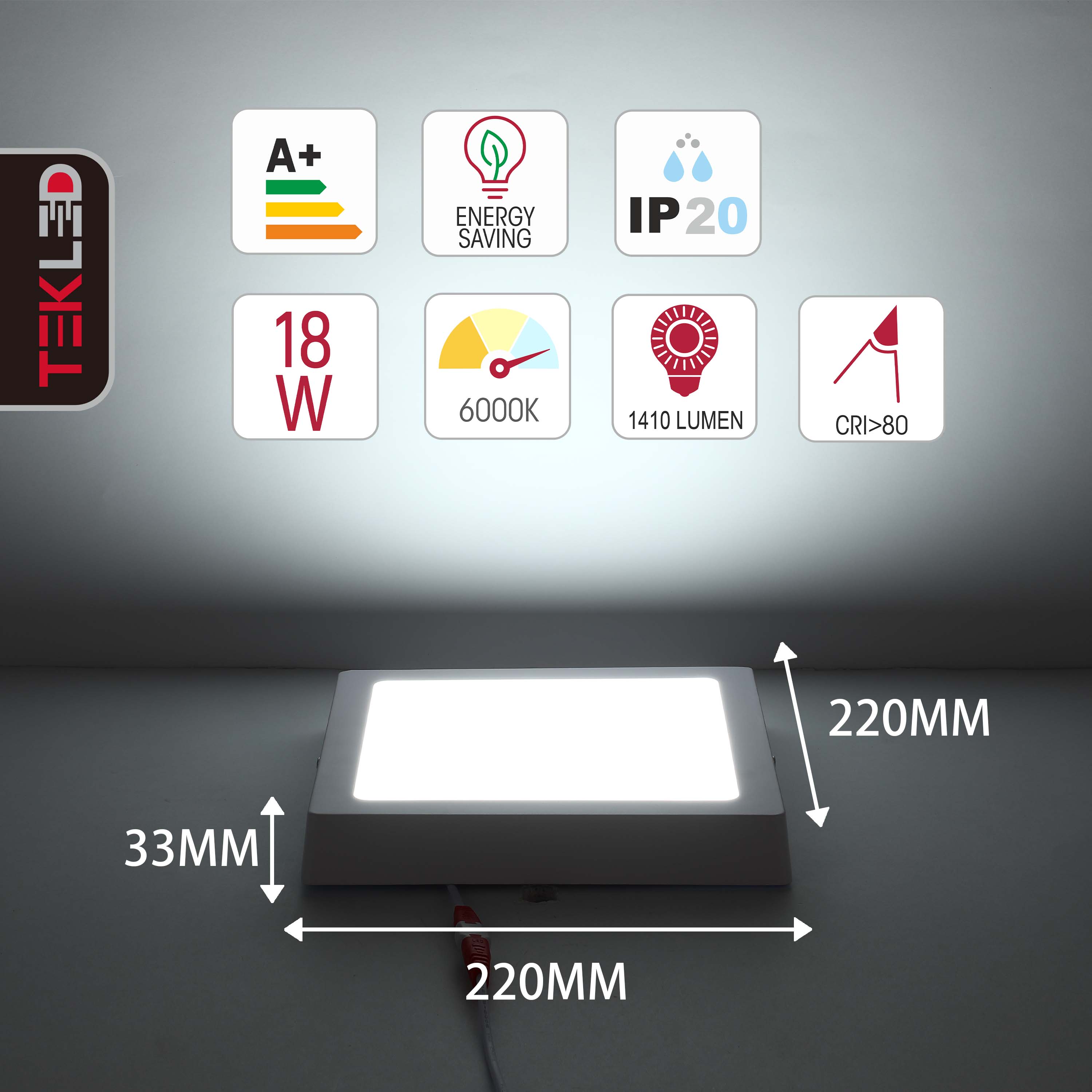 Современный светильник LED-панель квадратная — 6W / 18W / 24W, S/U, 4000K / 6000K
