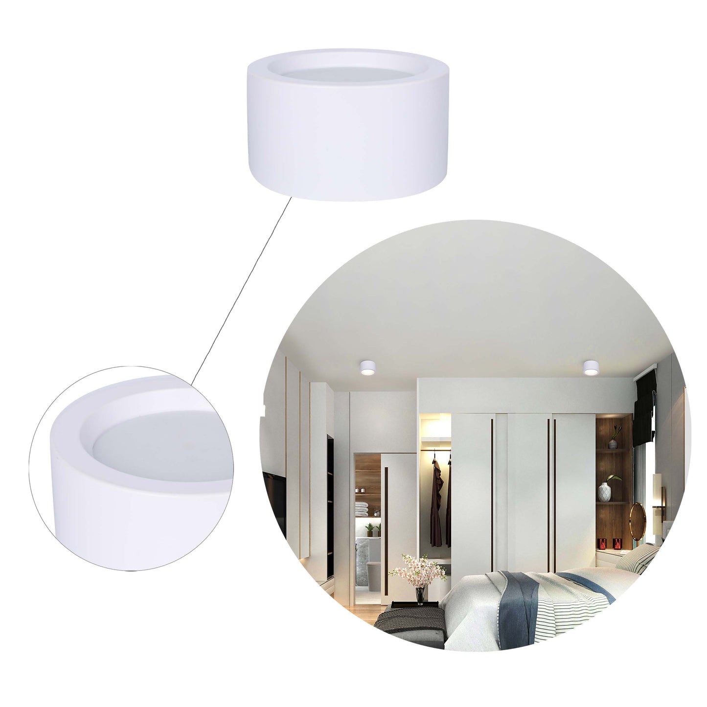 Современный светильник MIRA, накладной LED Downlight, 10W / 20W / 30W, 3CCT (4000K / 6000K), белый / чёрный, металлический корпус