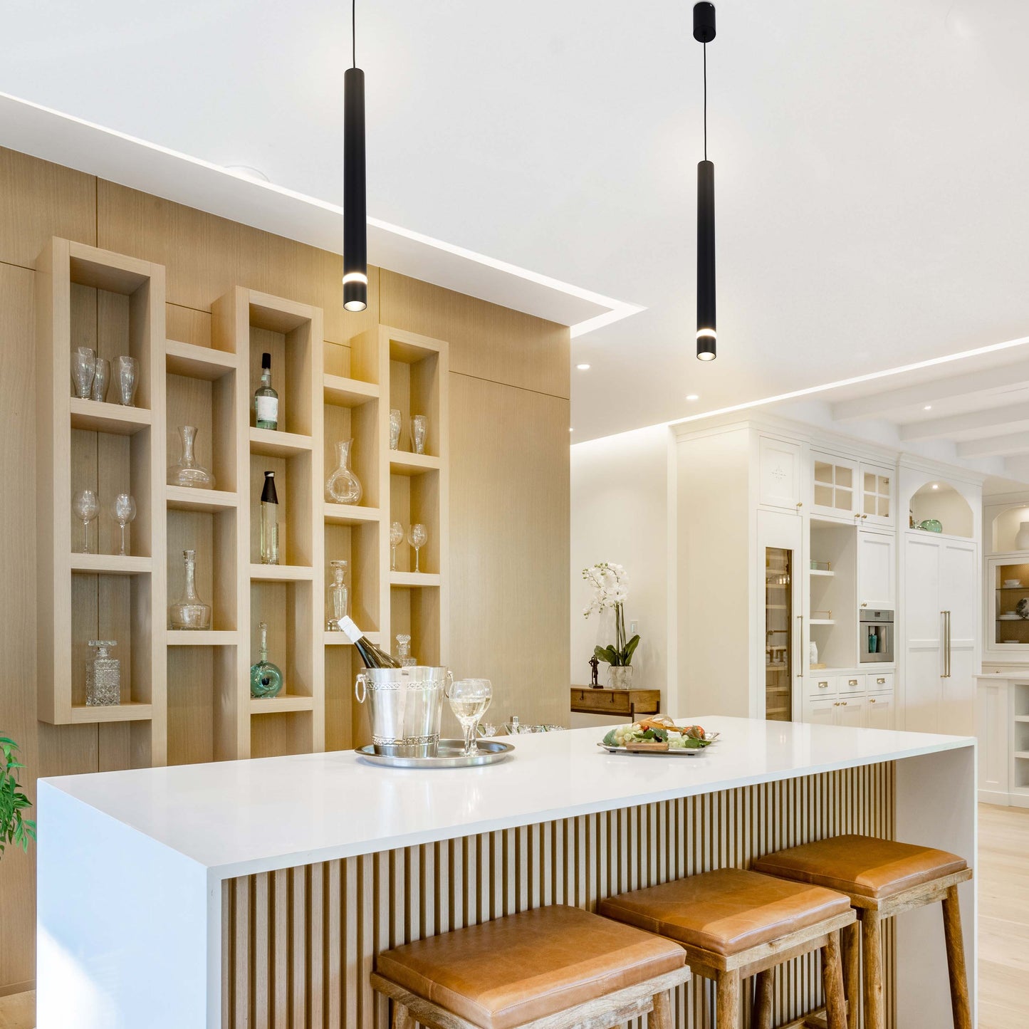 Cylindrical Long Tube Acrylic Shade Suspension Light Single Head Hanging Integrated LED Modern Cylinder Pendant Ceiling Light Suspended Downlight