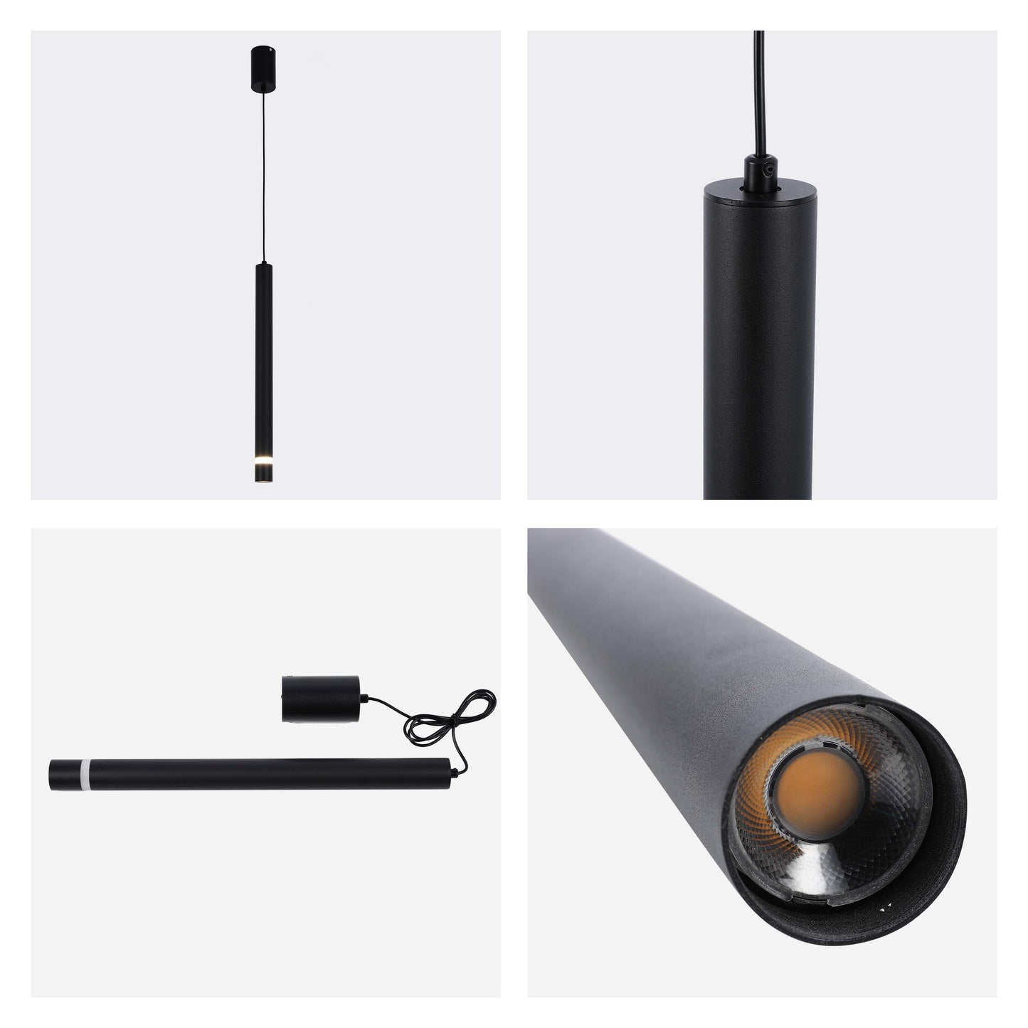 Cylindrical Long Tube Acrylic Shade Suspension Light Single Head Hanging Integrated LED Modern Cylinder Pendant Ceiling Light Suspended Downlight