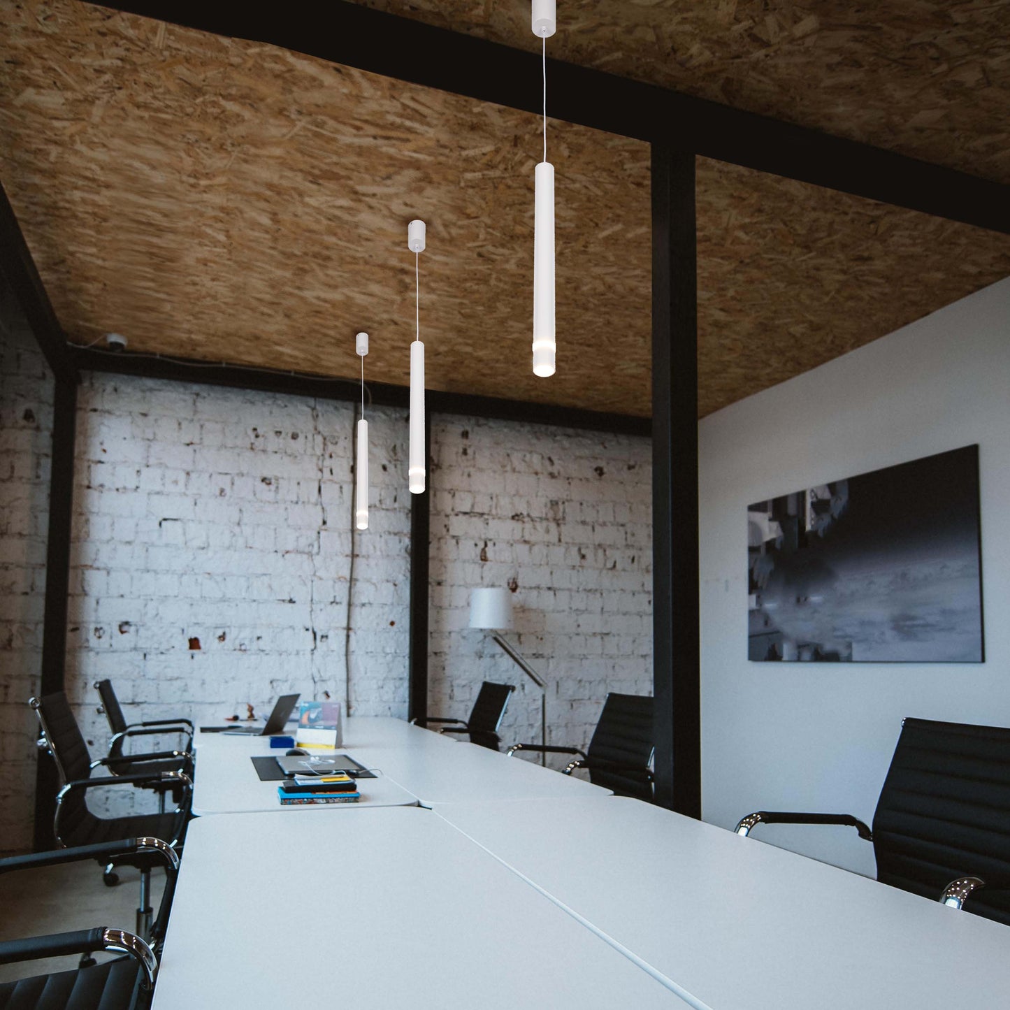 Cylindrical Long Tube Acrylic Shade Suspension Light Single Head Hanging Integrated LED Modern Cylinder Pendant Ceiling Light Suspended Downlight