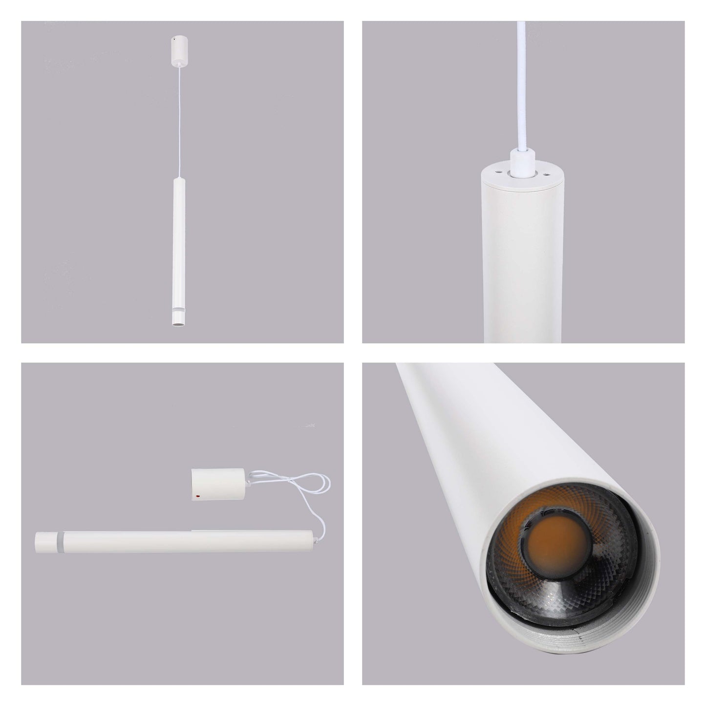 Cylindrical Long Tube Acrylic Shade Suspension Light Single Head Hanging Integrated LED Modern Cylinder Pendant Ceiling Light Suspended Downlight