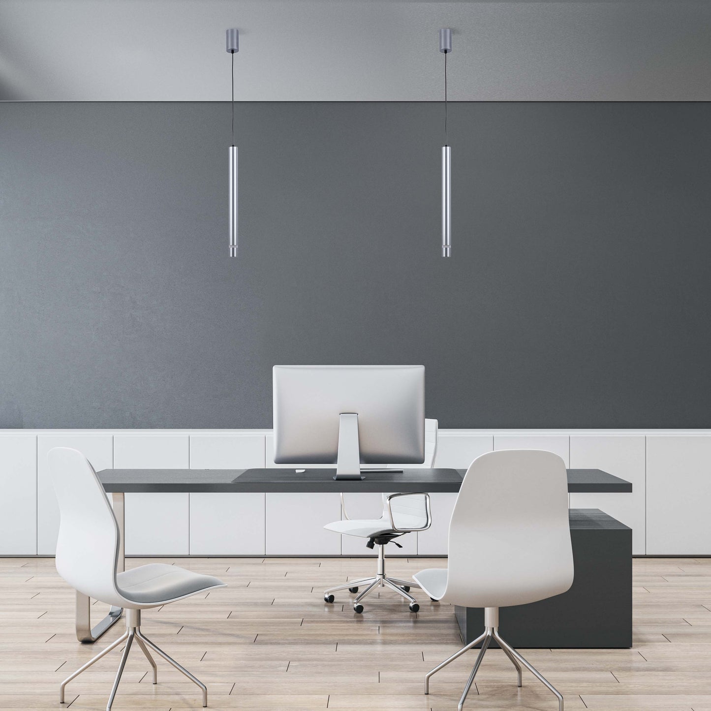 Cylindrical Long Tube Acrylic Shade Suspension Light Single Head Hanging Integrated LED Modern Cylinder Pendant Ceiling Light Suspended Downlight