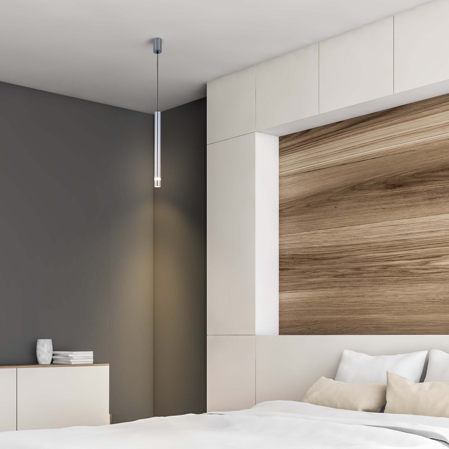 Cylindrical Long Tube Acrylic Shade Suspension Light Single Head Hanging Integrated LED Modern Cylinder Pendant Ceiling Light Suspended Downlight