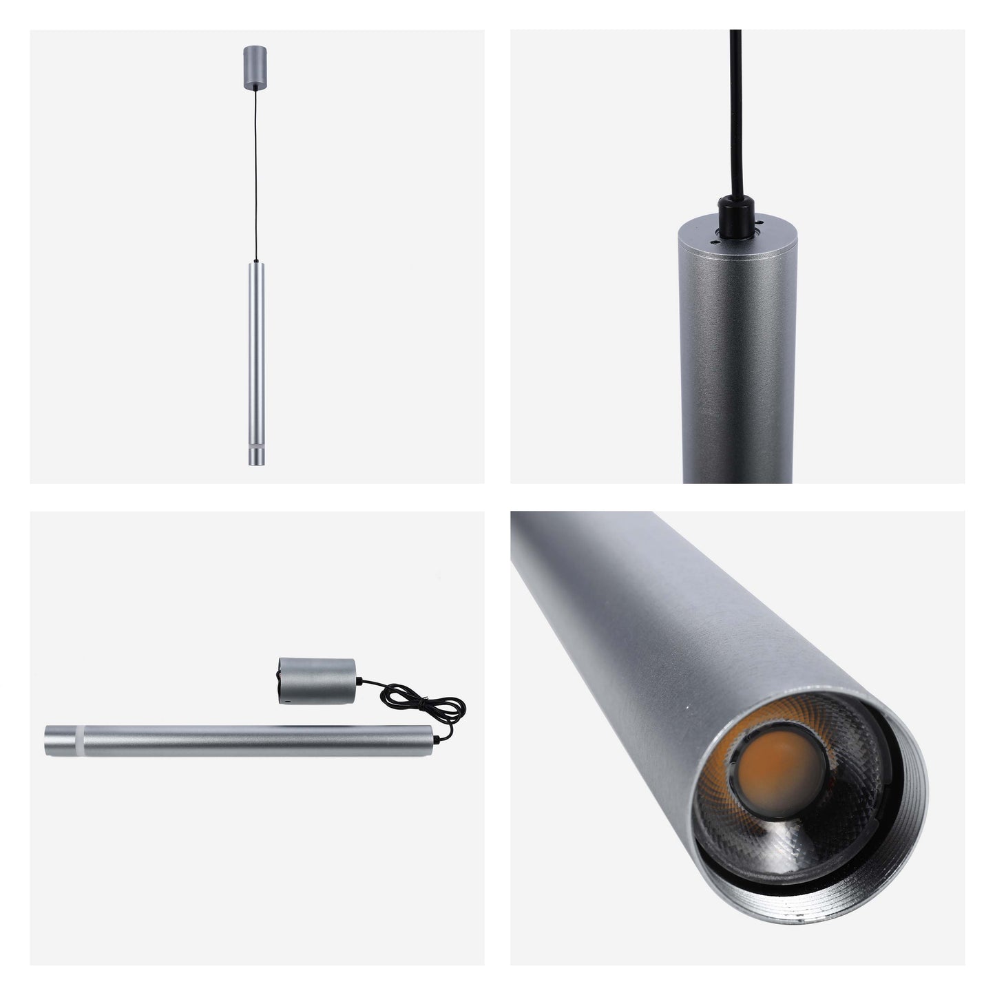 Cylindrical Long Tube Acrylic Shade Suspension Light Single Head Hanging Integrated LED Modern Cylinder Pendant Ceiling Light Suspended Downlight