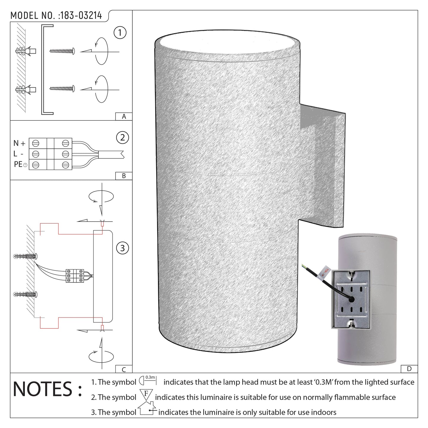 Настенный светильник LED B250-1 ECO (1×20W / 2×20W, COB, серый, 3000K / 4000K, IP54)