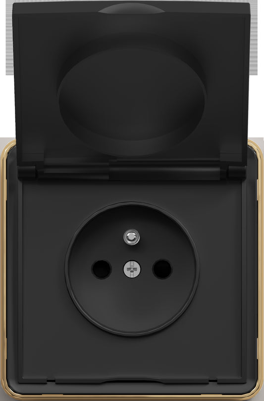 Розетка с крышкой, с/з, с/у, серия SAKURA