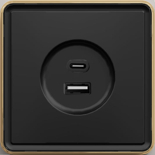 Розетка USB (Тип A+C), с/у, серия SAKURA