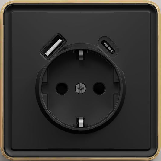 Розетка 1-я с/з + USB (Тип A+C), с/у, серия SAKURA