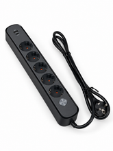 Удлинитель на 5 гнезд 1,5 м с выключателем, USB и Type-C, 3х1,5 мм², BV-0515-A/C, серия PROLINE-ULTRA