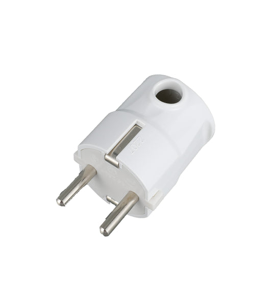 Вилка угловая-2207, с/з белая 16А 250V