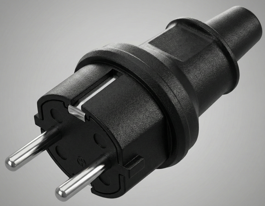 Вилка 2237, с/з каучук/ белая 16А 250V