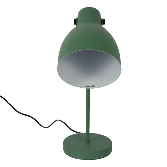 A contemporary green desk lamp with a domed shade and sleek, minimalist design. A stylish and functional lighting solution.