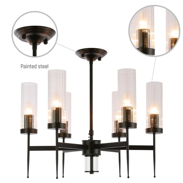 Details of the American Fluted Glass Chandelier Ceiling Light-159-18226