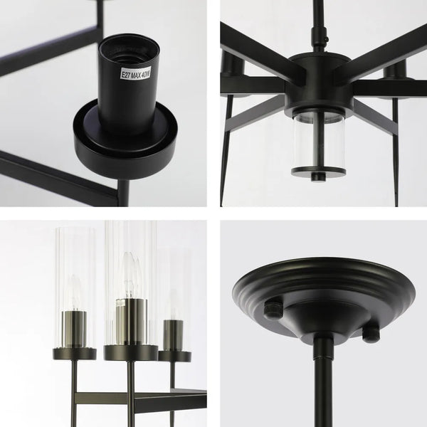 Close shot of the American Fluted Glass Chandelier Ceiling Light-159-18226