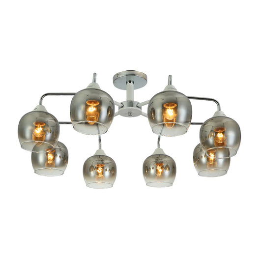 Main image of Elegant Wishbone Chrome & Smoky Glass Semi Flush Ceiling Light | TEKLED 159-17992