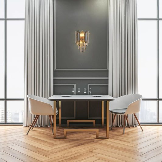 Interior application of Golden Tiered Radiance with Alternating Crystal Hues Modern Wall Sconce Light | TEKLED 151-19920